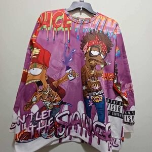 Rage On!‎ Cartoon Character Graphic Print Crewneck Pullover Sweatshirt 2XL